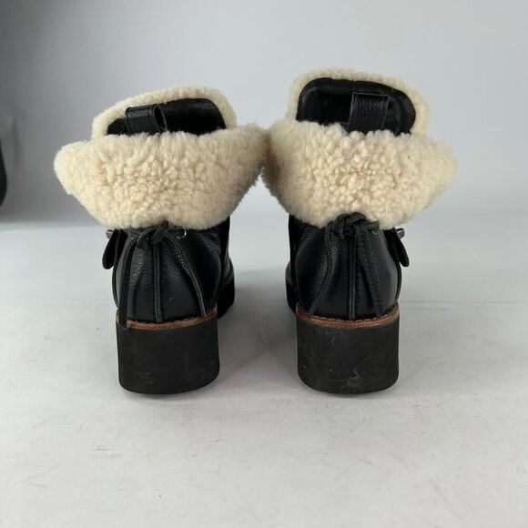 COACH Urban Hiker Boot US 7.5 B Leather Black Shearling Wedge Platform shoes - Picture 6 of 15